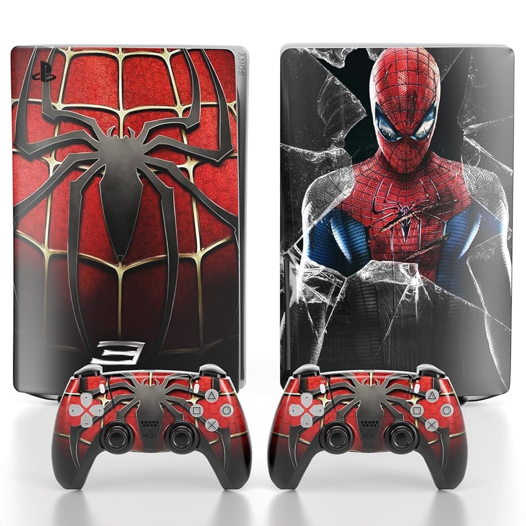 ZORBES Skin Cover Sticker for PS5 Disc Edition Game Console and Controller Spiderman Themed Skin Cover Vinyl Sticker Creative Anti-Scratch Sticker for PS5 Disc Edition Game Console and Controller ZORBES Skin Cover Sticker for PS5 Disc Edition Game Console and Controller Spiderman Themed Skin Cover Vinyl Sticker Creative Anti-Scratch Sticker for PS5 Disc Edition Game Console and Controller